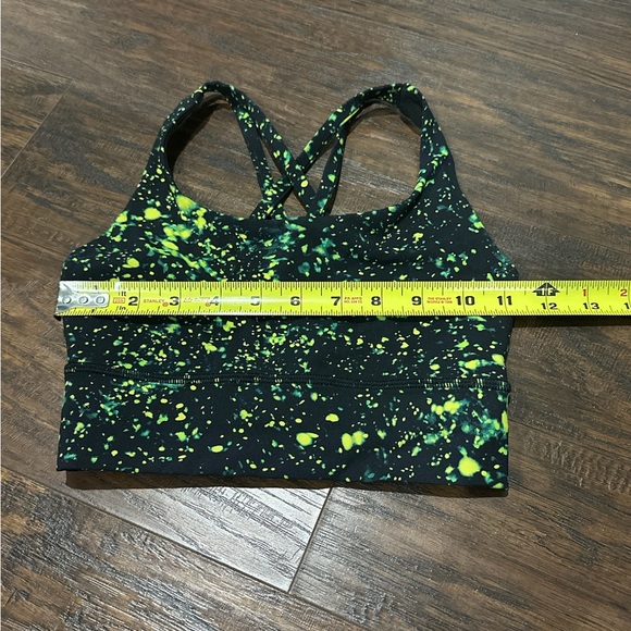 lululemon athletica Women's Black, Neon Green & Yellow Splatter Sports Bra Sz 2 - Picture 5 of 6